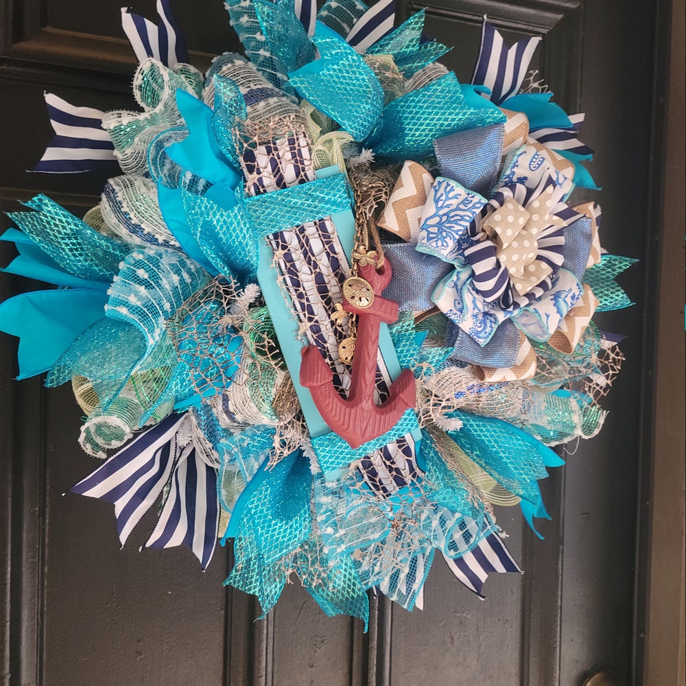 Nautical Wreath: Beach Summer Aqua Decor
