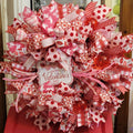 Pink Valentine's Day Wreath: Handmade XOXO Heart Decor with Lights