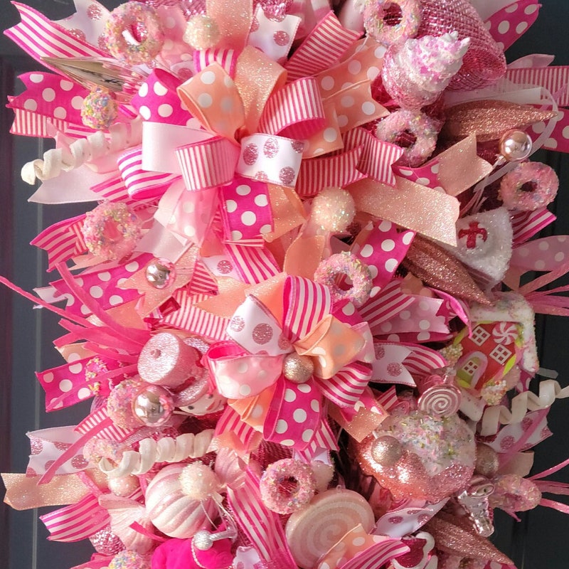 Pink Christmas Swag: Whimsical Candy & Sweets Wreath