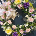 Hydrangea and rose wreath, floral wreath for wedding, summer door decoration