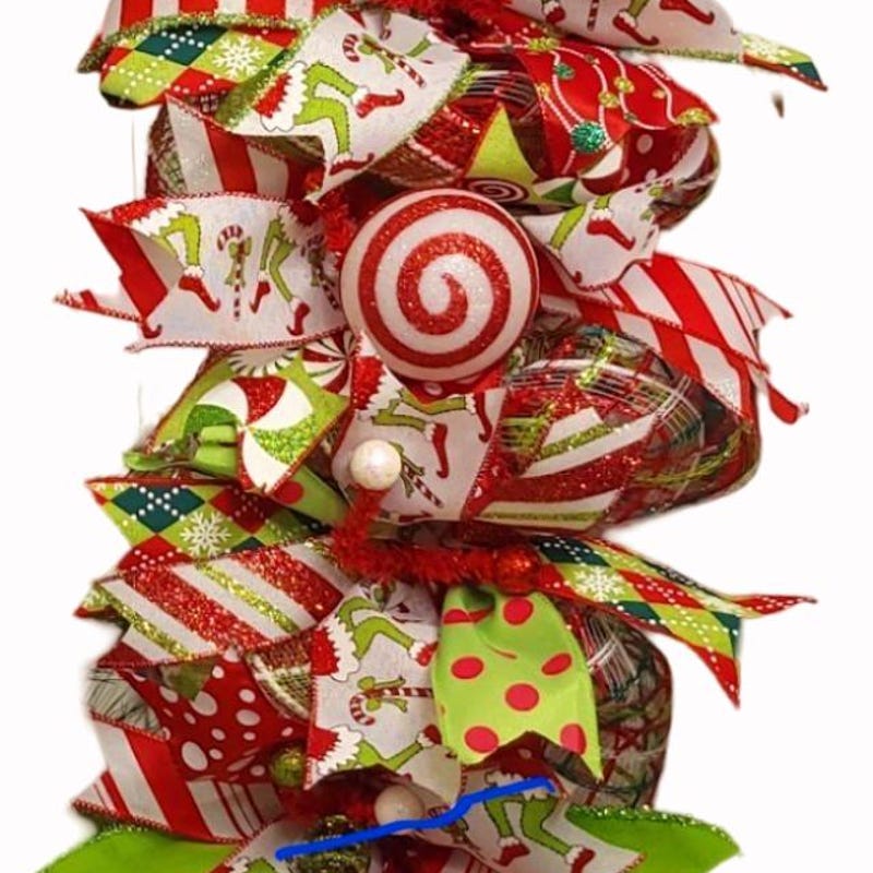 Green monster 6ft garland, whimsical elf table runner, Christmas swag for mantle