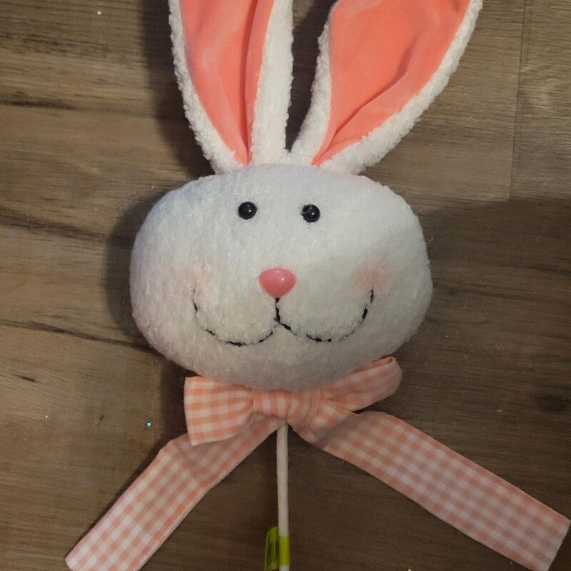 Pink Bunny Wreath Attachment, Easter Craft Decor, Floral Arrangement Accent
