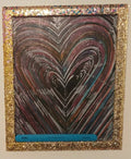 Heart painting with gold sequence frame