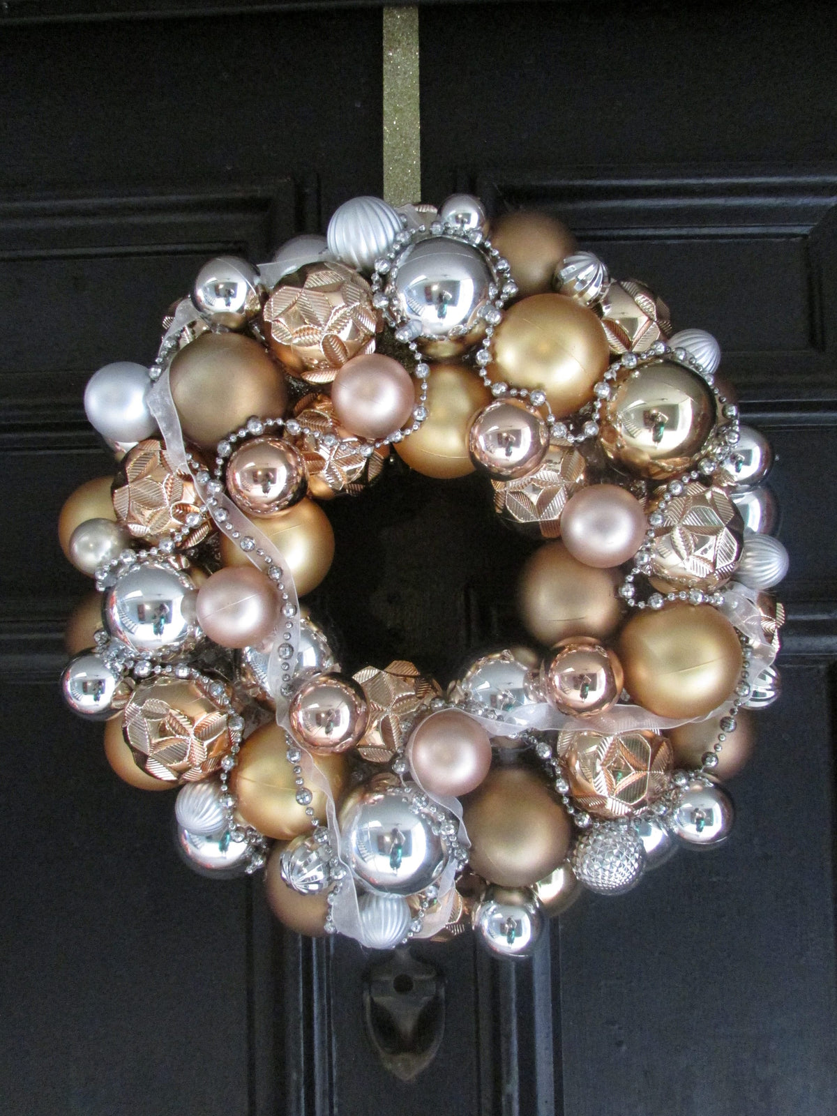 Gold & Silver Ornament Wreath: Elegant Holiday Door Decor