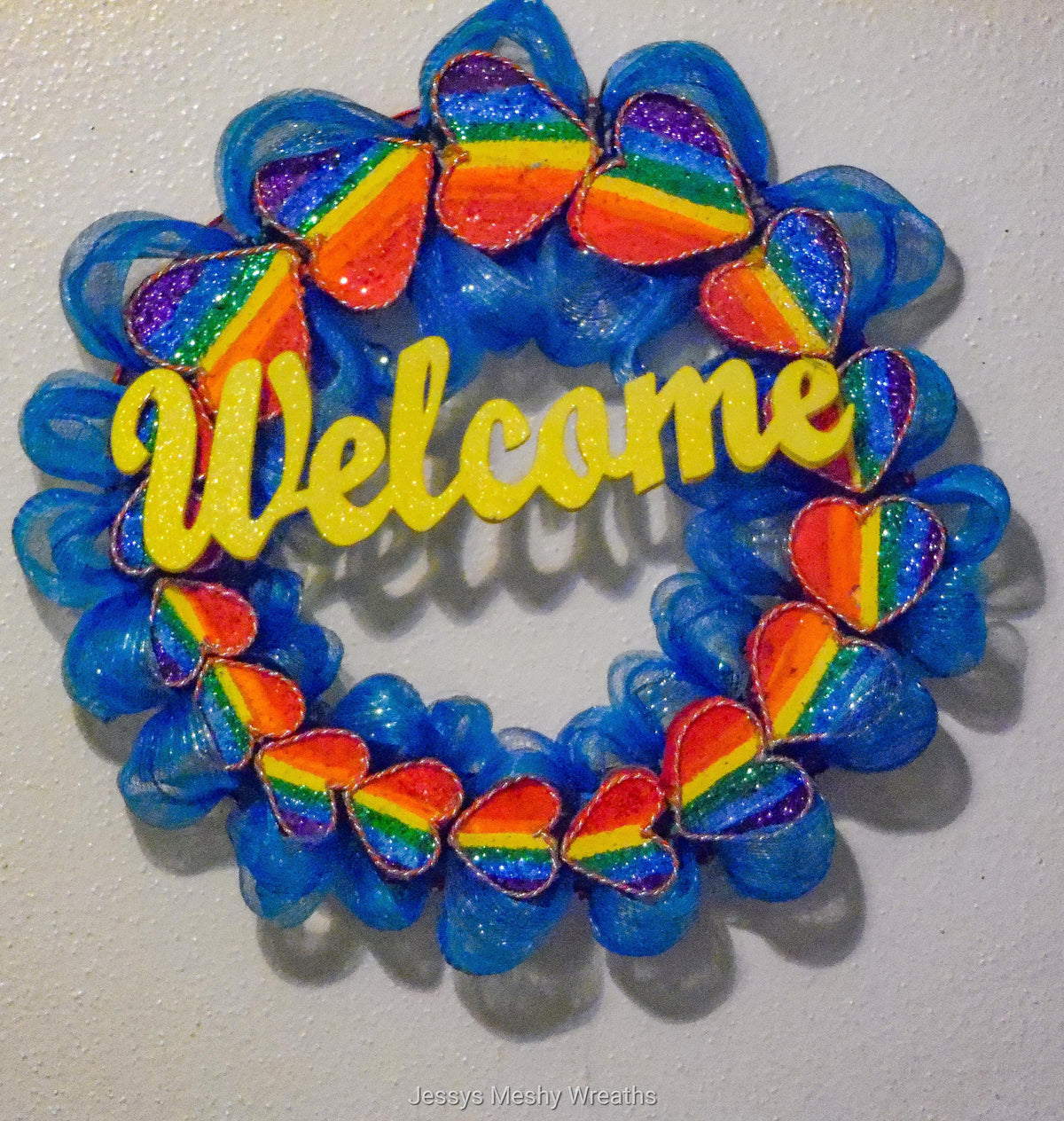 Rainbow Heart Wreath, Colorful Valentine's Day Door Decor