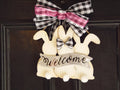 Welcome bunny door hanger, 3 bunnies wall decoration