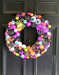 Halloween Ornament Wreath: Glitter Spiders and Eyeballs (20 inch)
