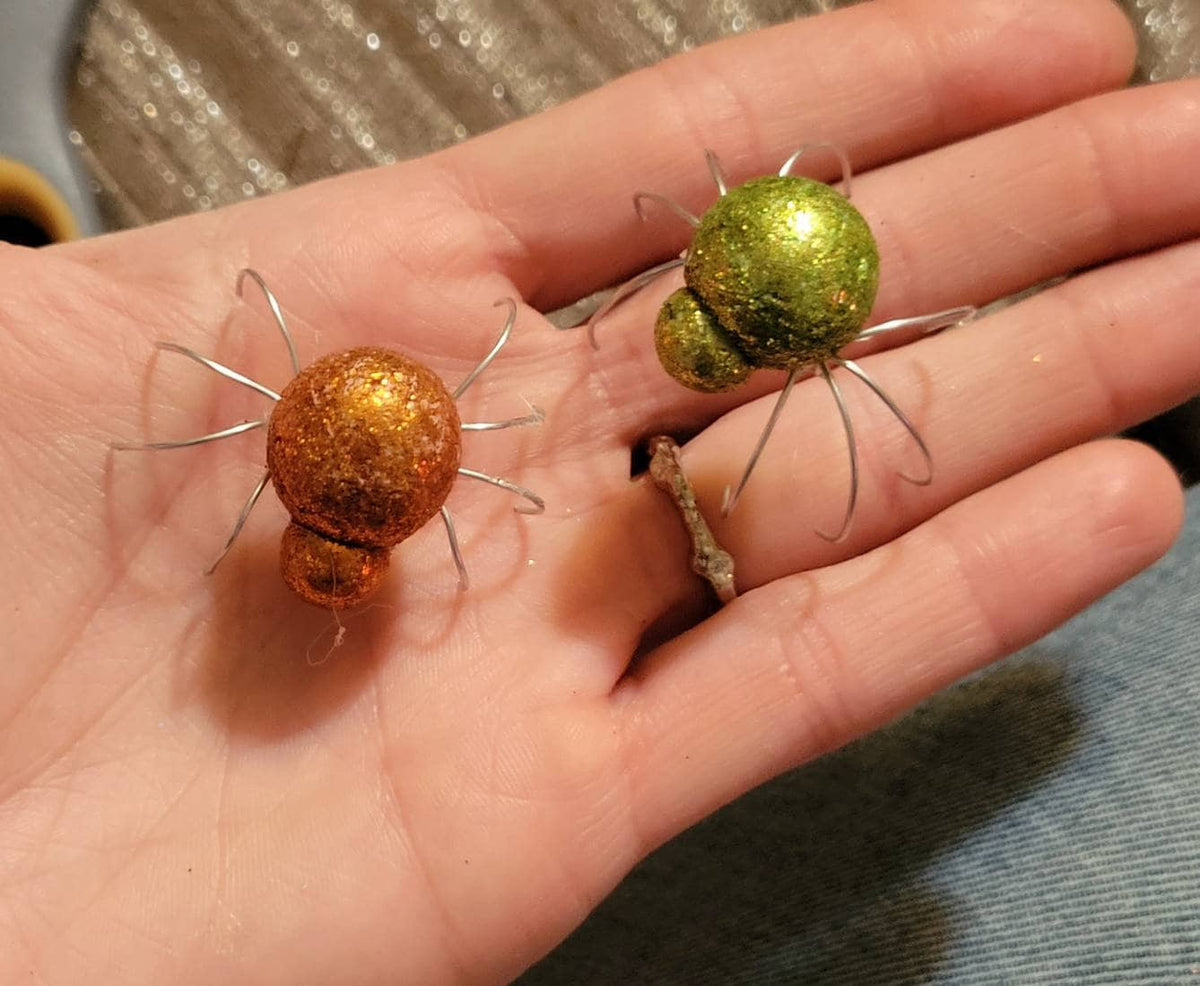 Halloween Mini Glitter Spiders: Whimsical Office Desk Decor