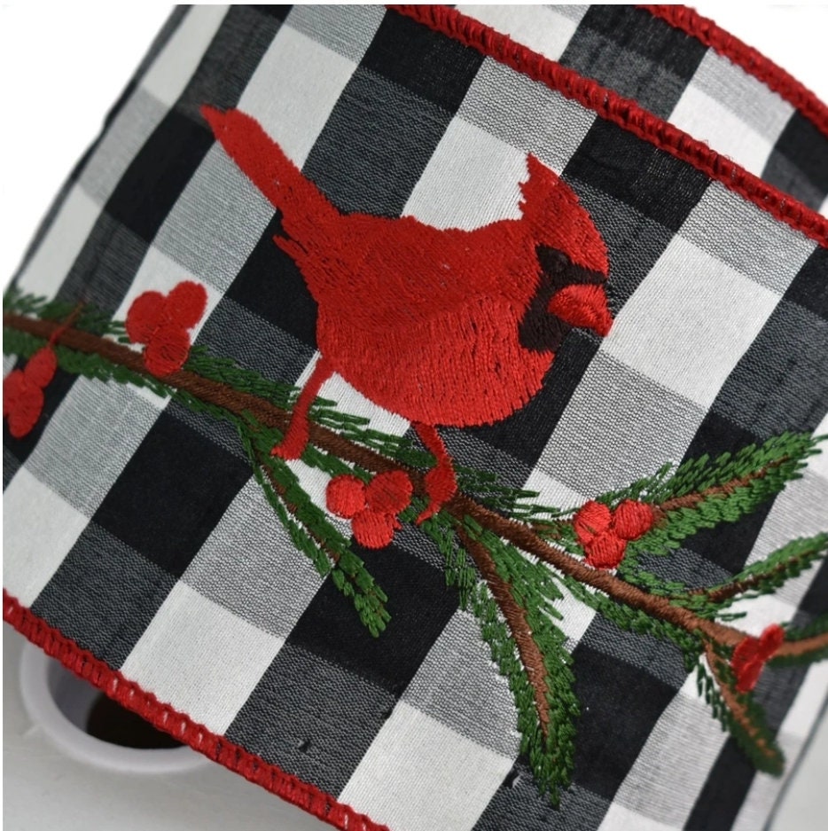 Cardinal Buffalo Plaid Ribbon: 4-Inch Designer Christmas Ribbon, 10 Yards