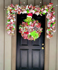 Whimsical Christmas Green Monster Wreath and Garland Set, grinchy wreath and garland