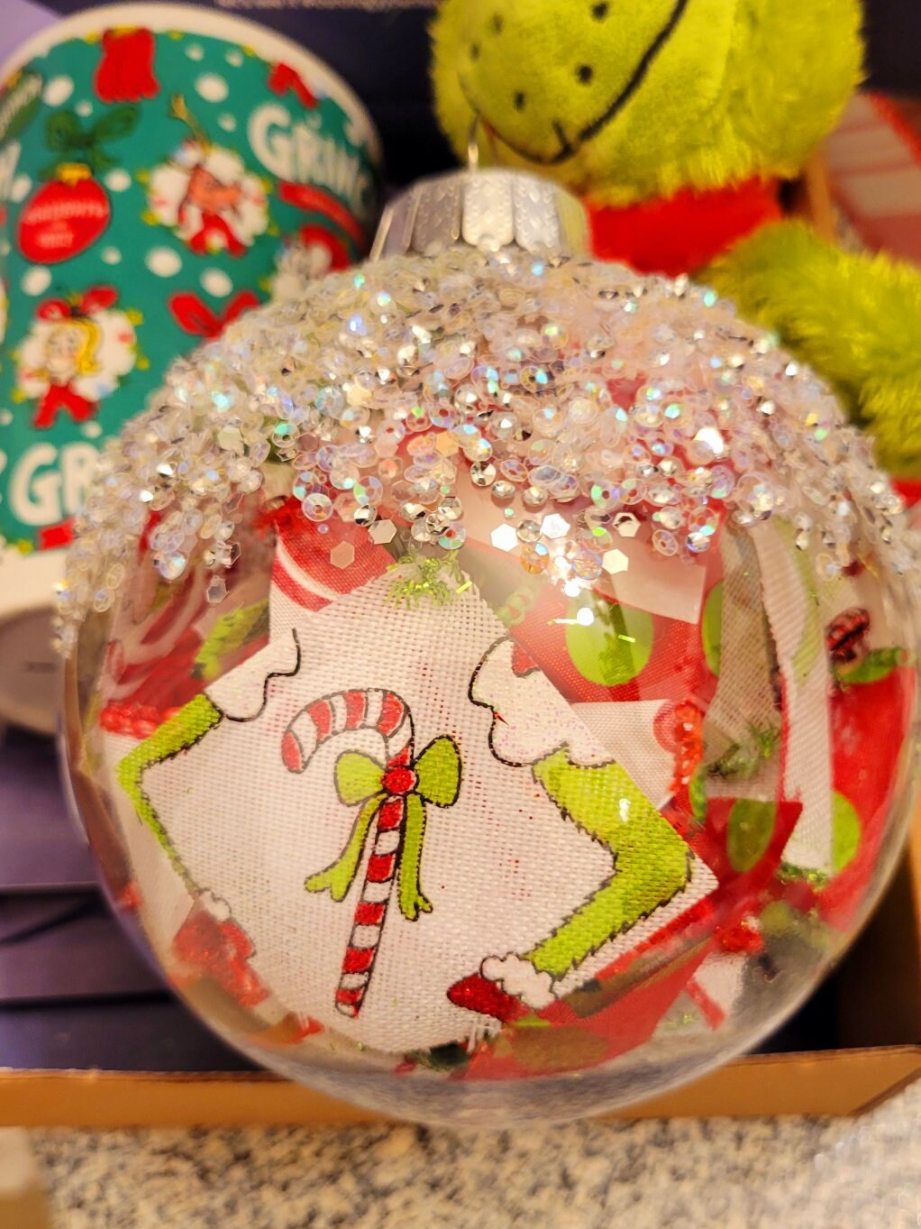 Grinchy Christmas Ornament, custom Christmas gift