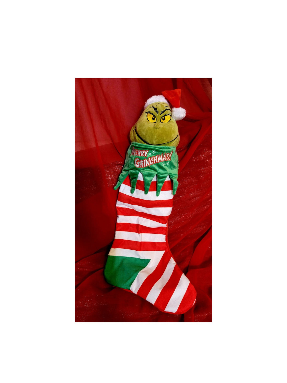 Grinch Musical Christmas Stocking, Holiday Decor