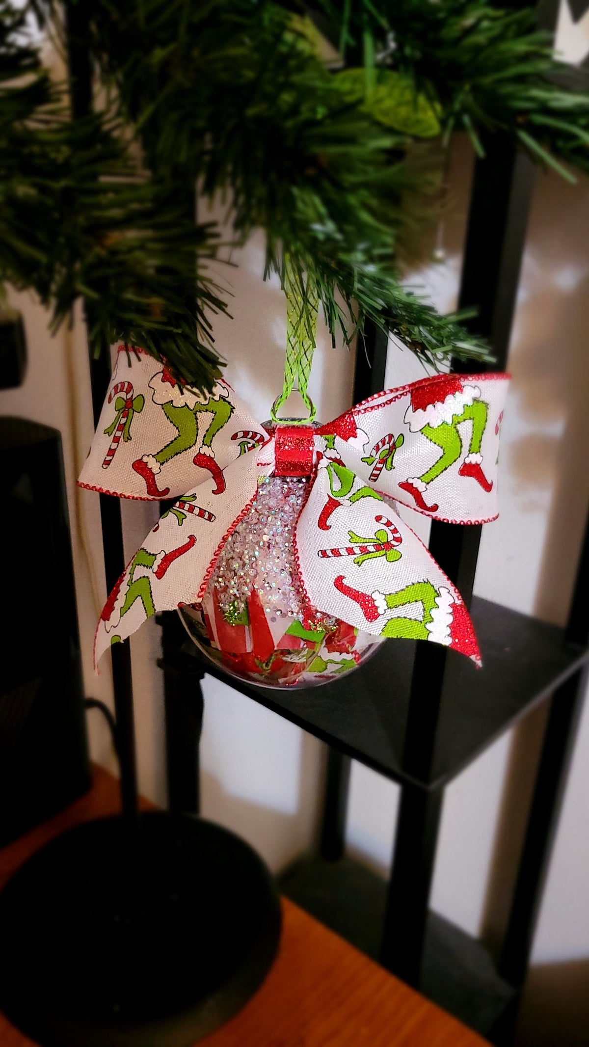 Whimsical Green Monster Christmas Ornament, grinchmas Customizable Gift