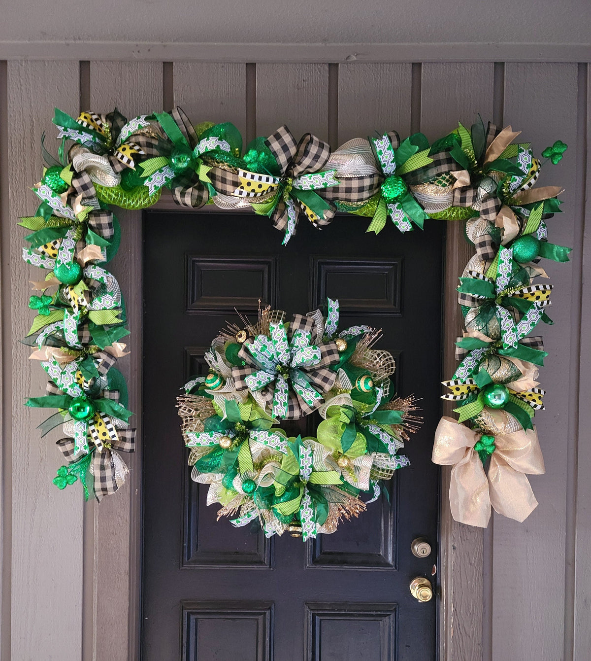 St patricks day garland and wreath set, shamrock 18ft garland
