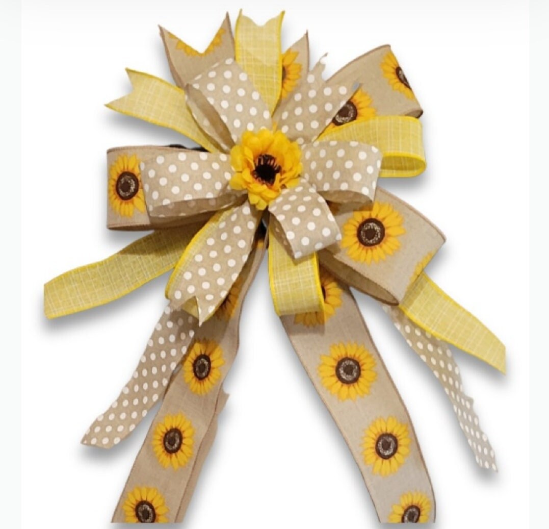 Sunflower Bow: Yellow Floral Wreath and Garland Decor (12-Inch)