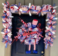 Patriotic Wreath and Garland: 4th of July Stars & Stripes Door Decor