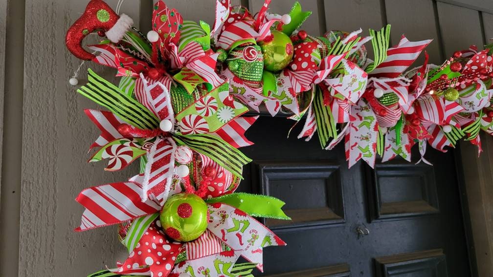 12 ft grinchmas christmas garland, whimsical green elf garland