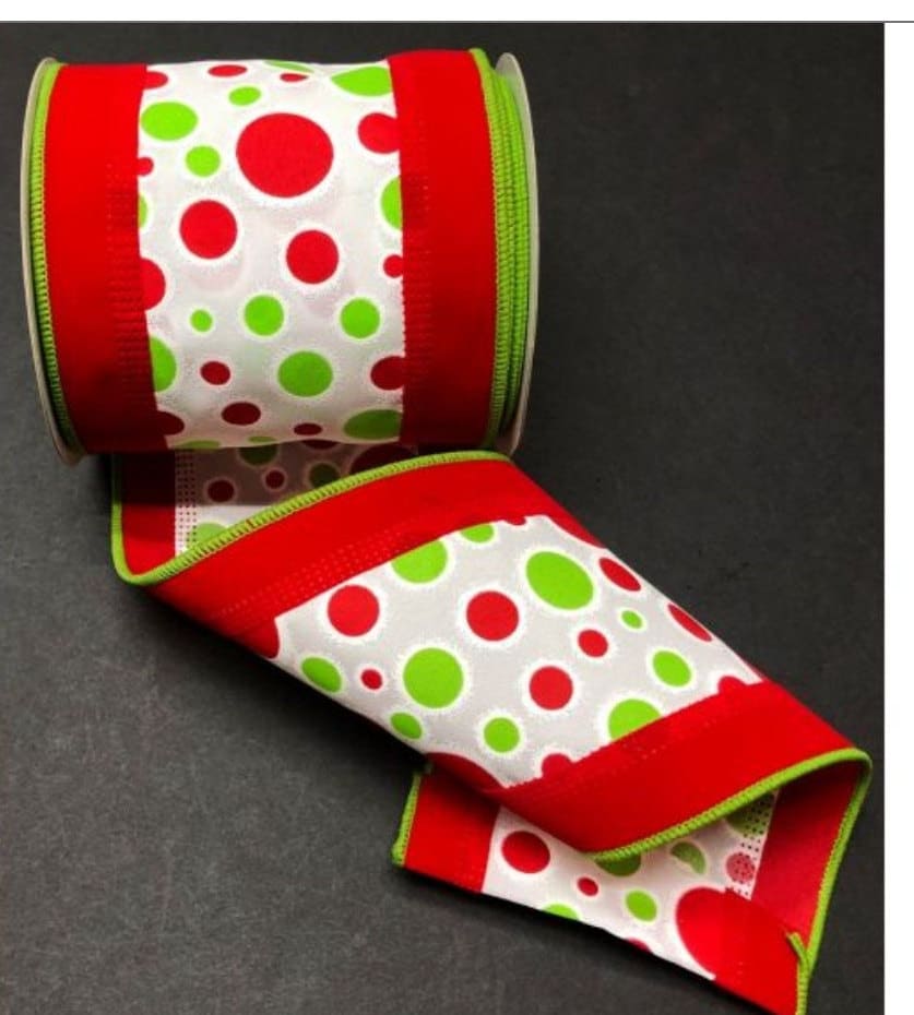 Green Elf Christmas Ribbon: Whimsical Tree Topper Ribbon (4 Inch)