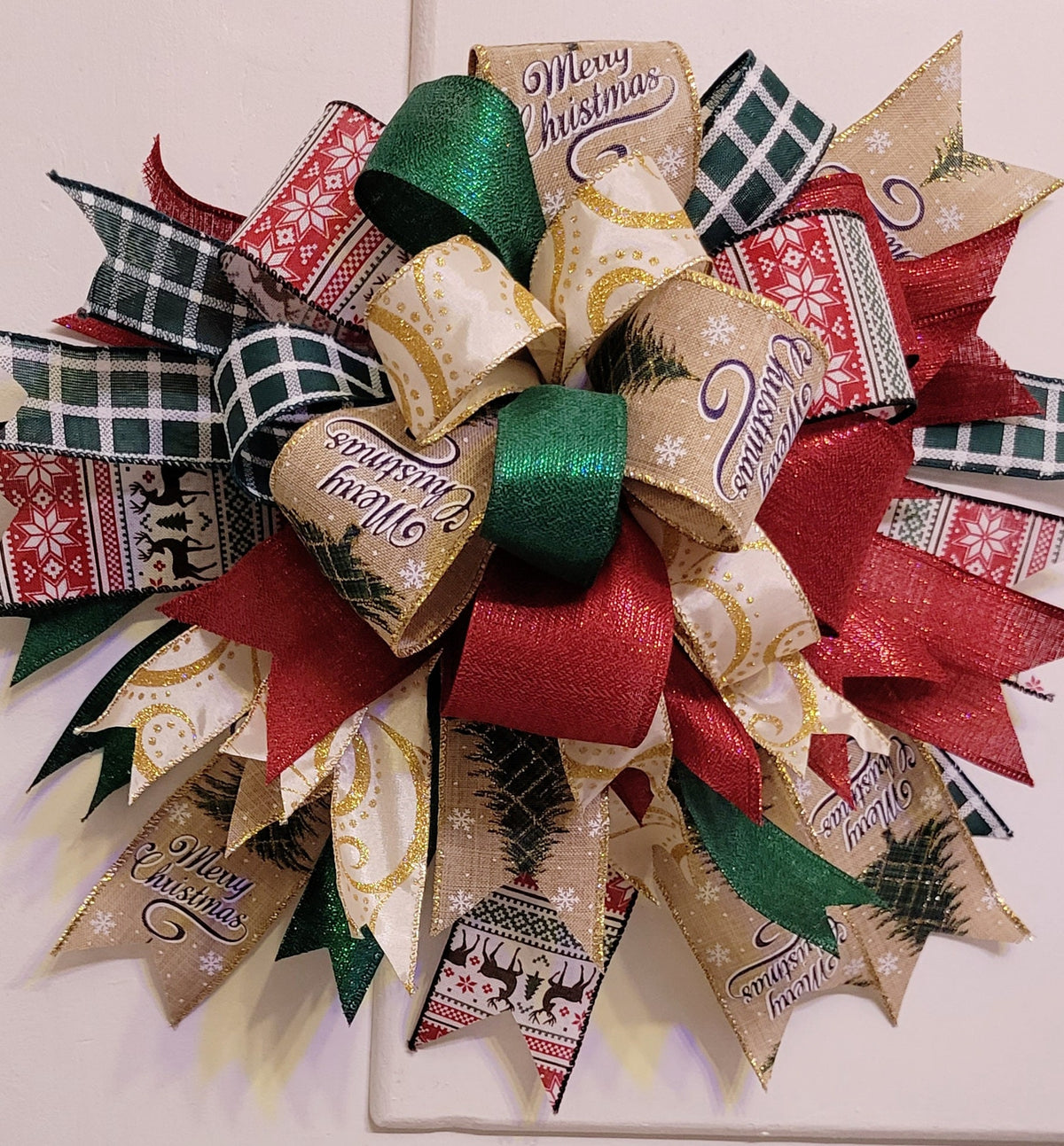 Whimsical Christmas Tree Topper Bow: Holiday Wreath & Garland Decor