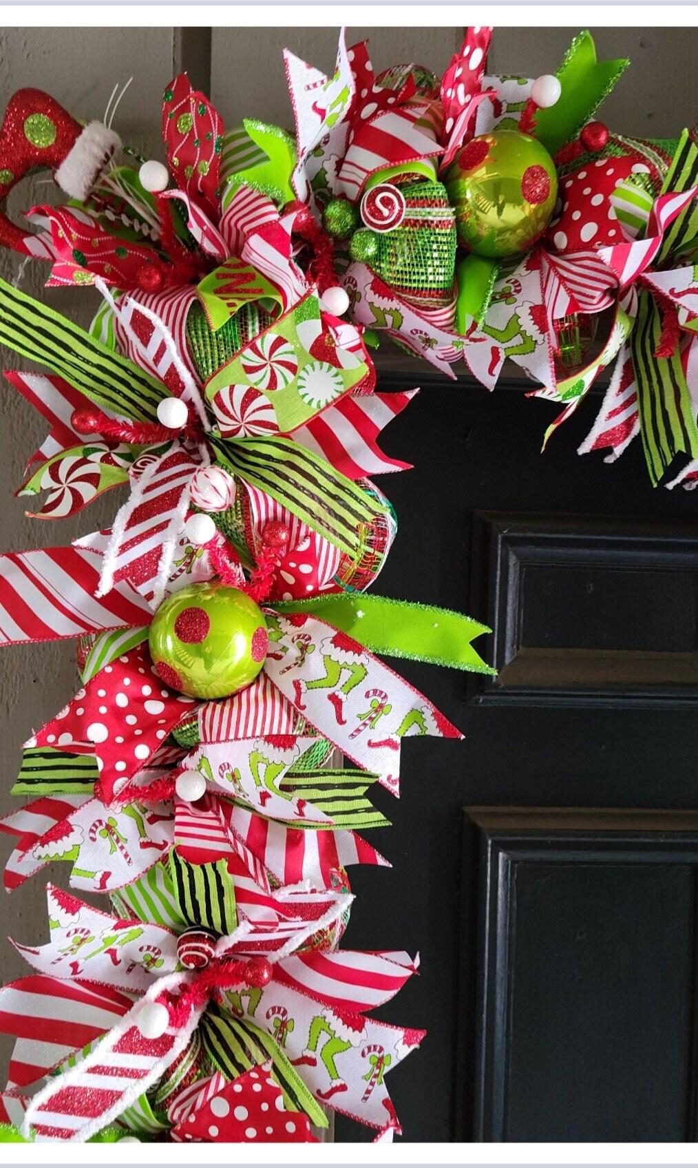 15ft green monster christmas garland-whoville style decor- front door or stairway