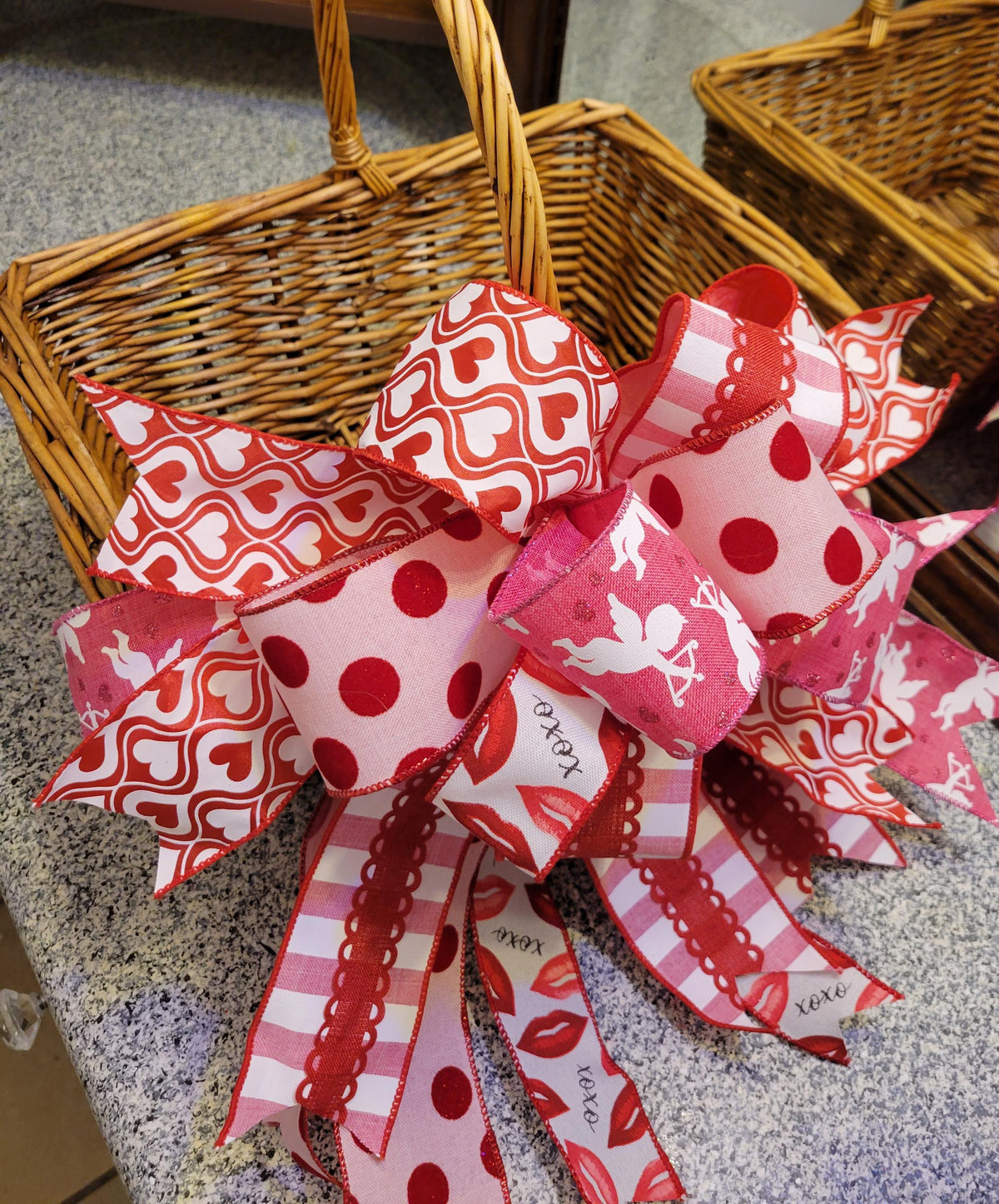 Valentines bow, gift basket bow topper