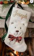 Babys first christmas stocking, bear stocking, personalized gift for family