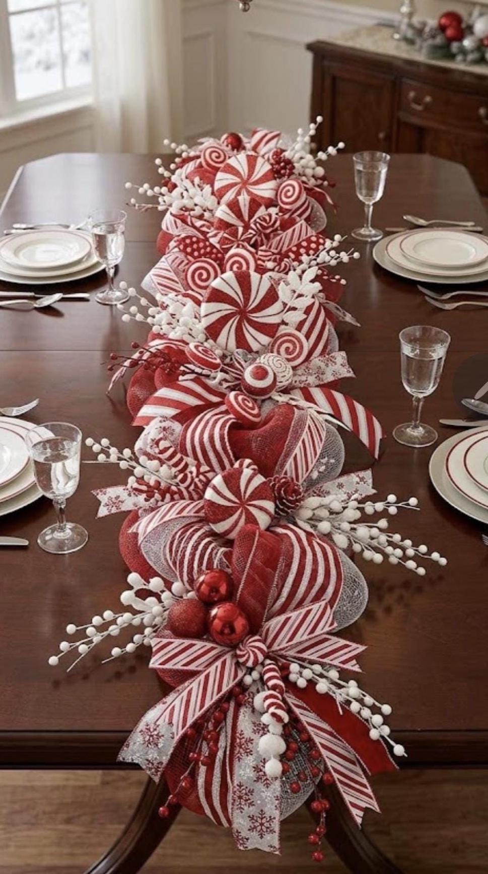 Candy cane garland, christmas red and white fireplace decoration